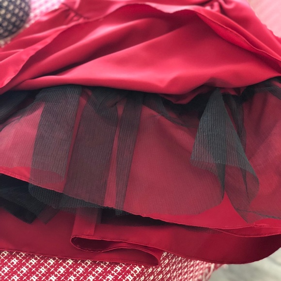 Red Satin Sweetheart Neckline Strapless Dress - Picture 7 of 7